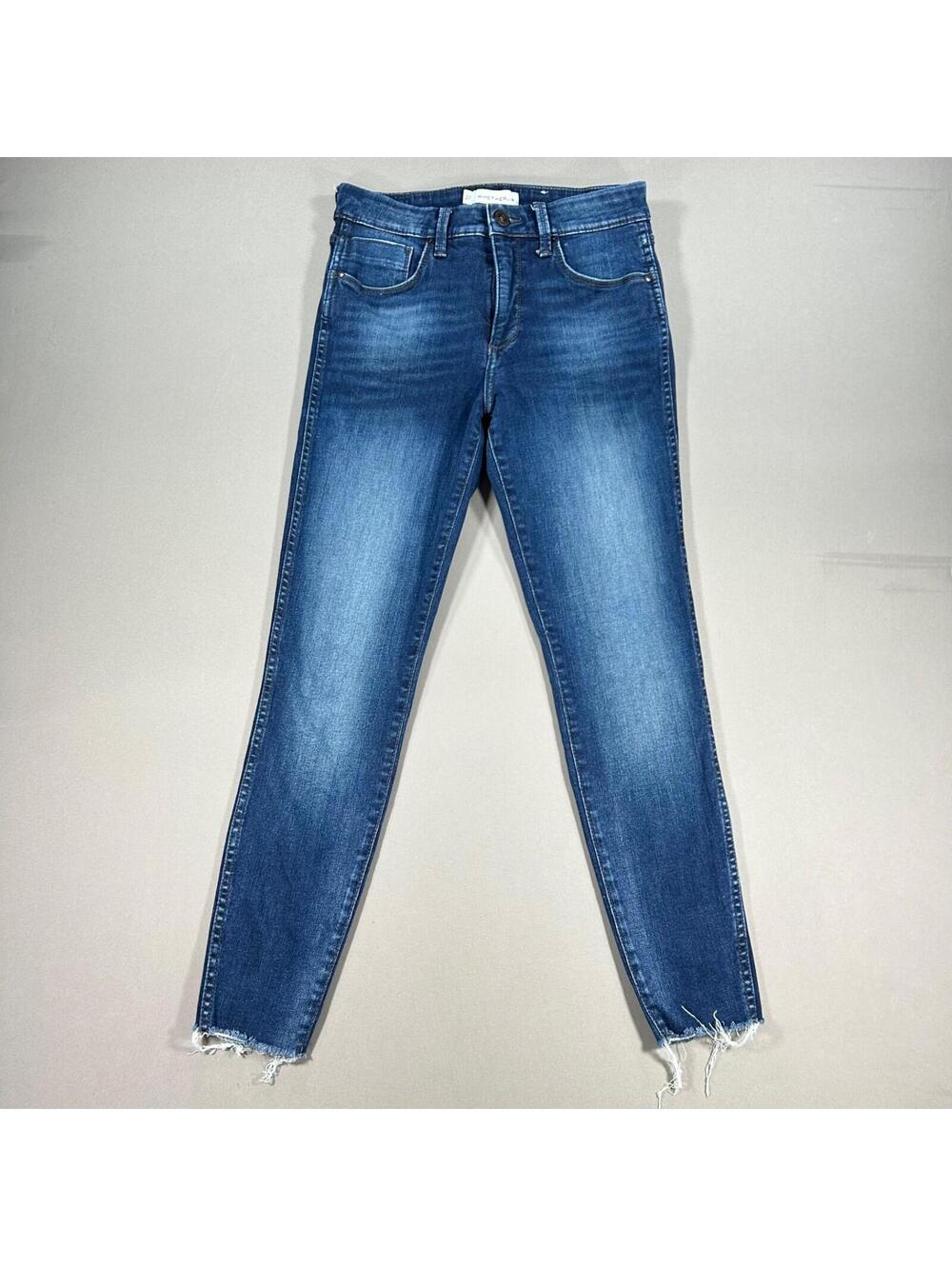 Whetherly Cooper Womens High Rise Skinny Jeans Dark Wash Raw Hem Size 27